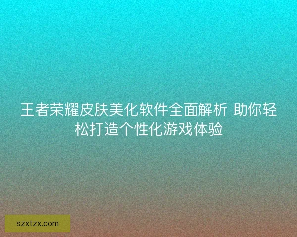 王者荣耀皮肤美化软件全面解析 助你轻松打造个性化游戏体验