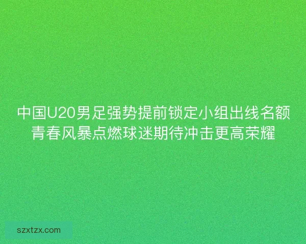 中国U20男足强势提前锁定小组出线名额青春风暴点燃球迷期待冲击更高荣耀