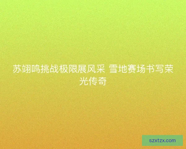 苏翊鸣挑战极限展风采 雪地赛场书写荣光传奇 苏翊鸣挑战极限展风采 雪地赛场书写荣光传奇